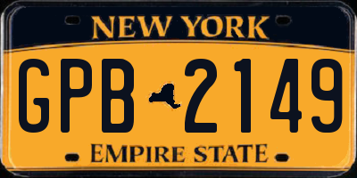 NY license plate GPB2149