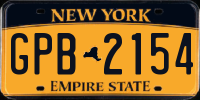 NY license plate GPB2154