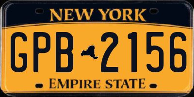 NY license plate GPB2156