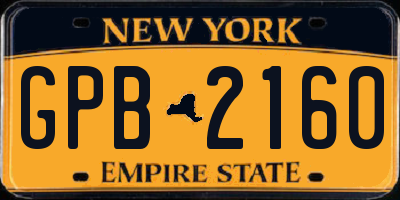 NY license plate GPB2160