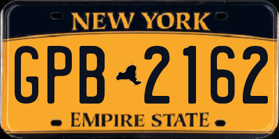 NY license plate GPB2162