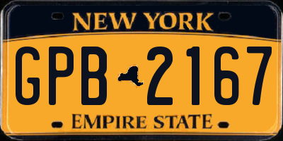 NY license plate GPB2167