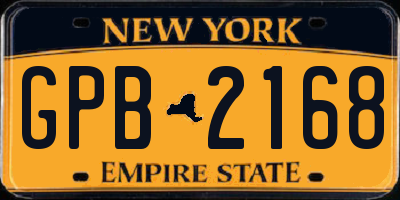 NY license plate GPB2168