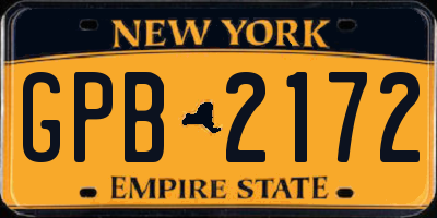 NY license plate GPB2172