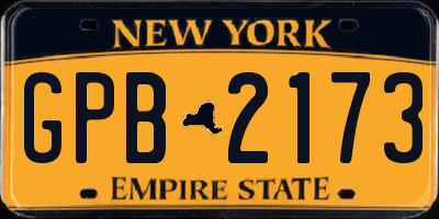 NY license plate GPB2173