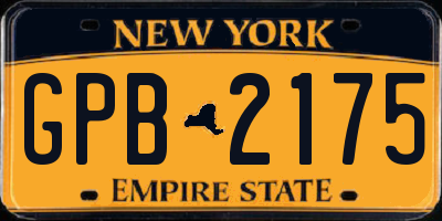 NY license plate GPB2175