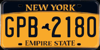 NY license plate GPB2180
