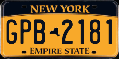 NY license plate GPB2181
