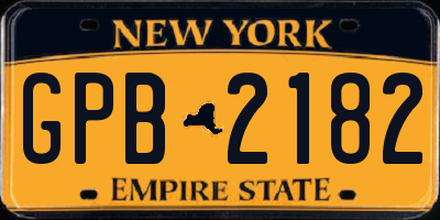 NY license plate GPB2182