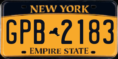 NY license plate GPB2183