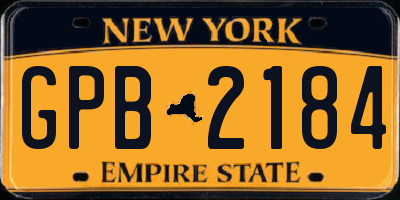 NY license plate GPB2184