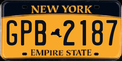 NY license plate GPB2187