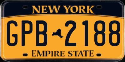 NY license plate GPB2188