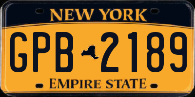 NY license plate GPB2189