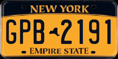 NY license plate GPB2191