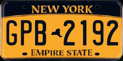 NY license plate GPB2192