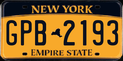 NY license plate GPB2193