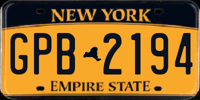 NY license plate GPB2194