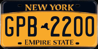 NY license plate GPB2200