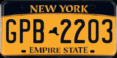 NY license plate GPB2203