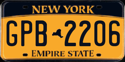 NY license plate GPB2206