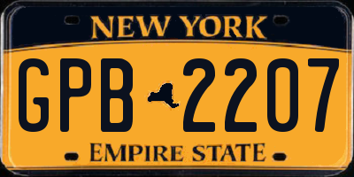 NY license plate GPB2207