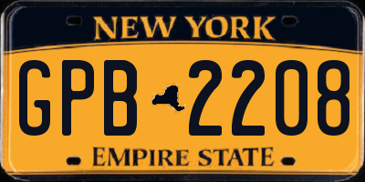 NY license plate GPB2208