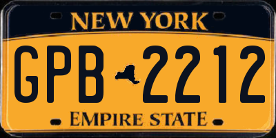 NY license plate GPB2212