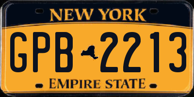 NY license plate GPB2213