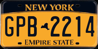 NY license plate GPB2214