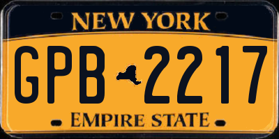 NY license plate GPB2217