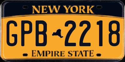 NY license plate GPB2218