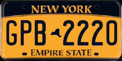 NY license plate GPB2220
