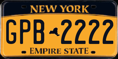 NY license plate GPB2222