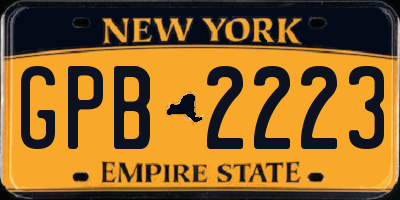 NY license plate GPB2223