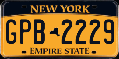 NY license plate GPB2229