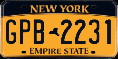 NY license plate GPB2231