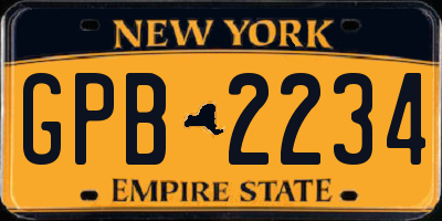 NY license plate GPB2234