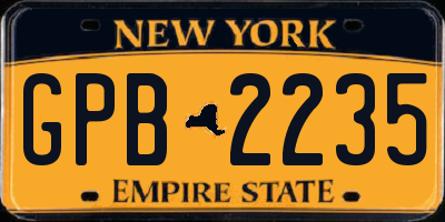 NY license plate GPB2235