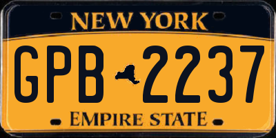 NY license plate GPB2237