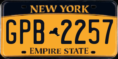 NY license plate GPB2257