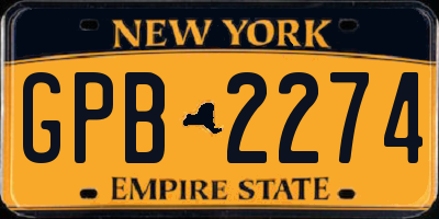 NY license plate GPB2274