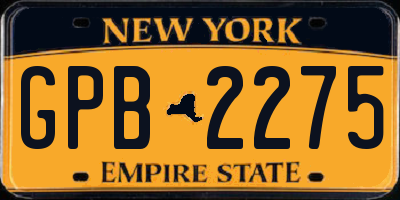 NY license plate GPB2275