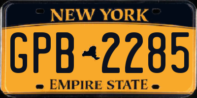 NY license plate GPB2285
