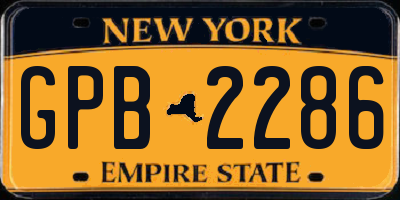 NY license plate GPB2286