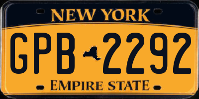 NY license plate GPB2292