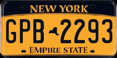 NY license plate GPB2293