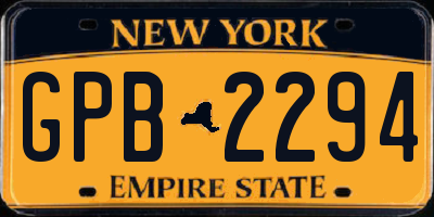 NY license plate GPB2294