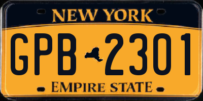 NY license plate GPB2301