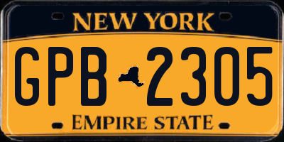 NY license plate GPB2305